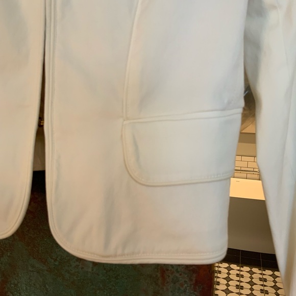 SOLD Burberry Prorsum $1795 White Collarless Cotton Blazer 44 Made in Italy - Picture 4 of 12